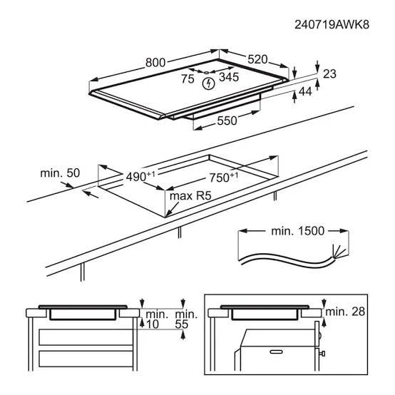 AEG NIK85M00AZ 6000 80cm MultiBridge Induction Hob SaphirMatt® - (Tatty Box) - HW182017