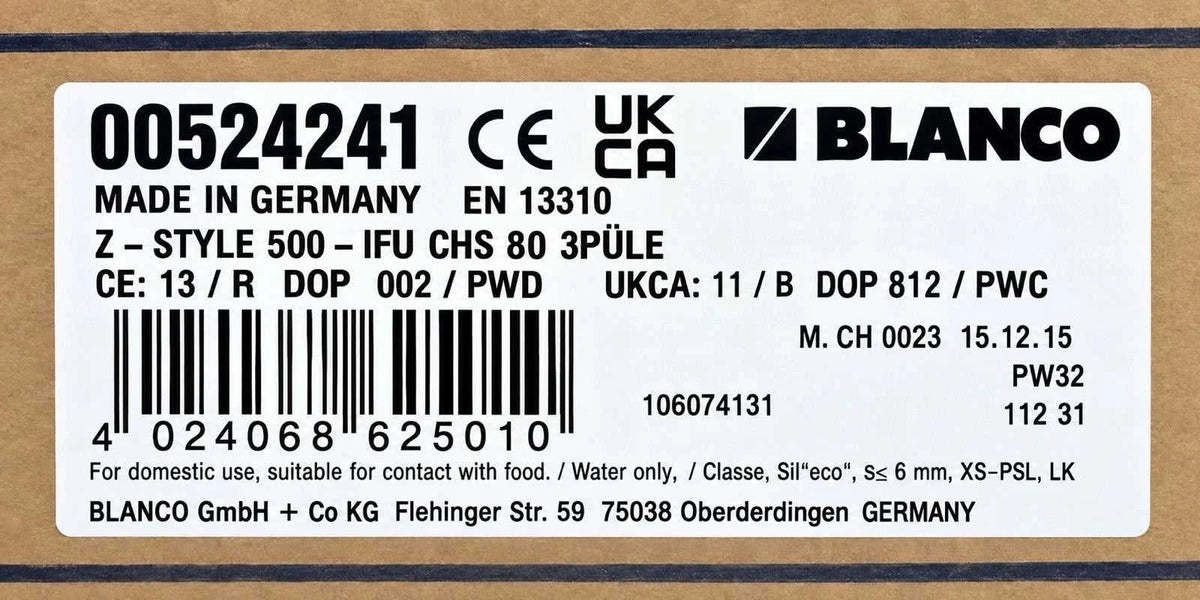Blanco 524241 Z-Style 500-IFU 500mm x 400mm Kitchen Sink in Stainless Steel with Waste Kit - (New Boxed) - HW182838