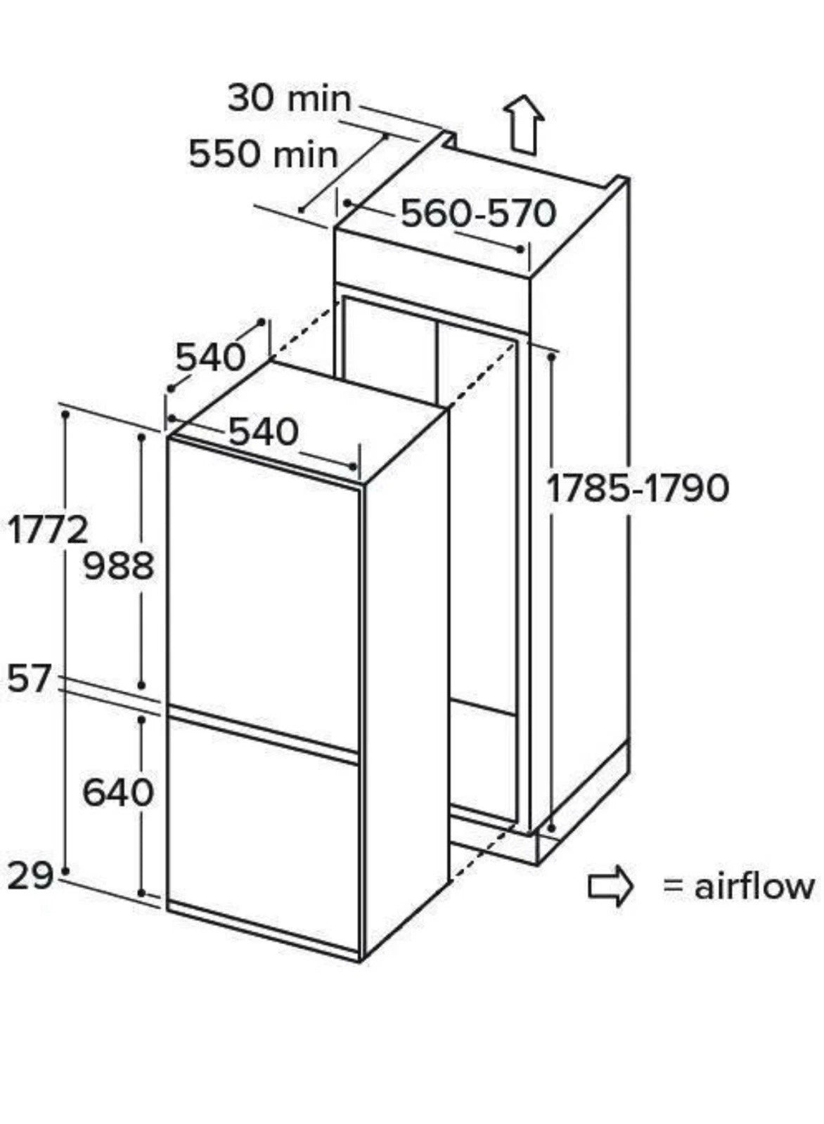CDA FW727 (69) 70/30 Integrated Frost Free Fridge Freezer - E Rated - (Ex Display) - HW182569