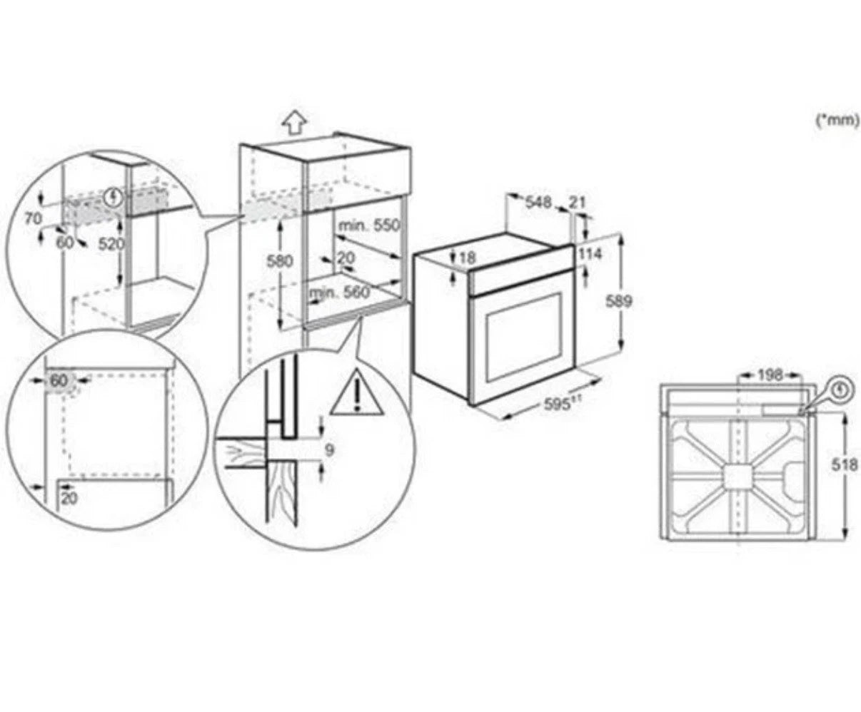 AEG BEX335011M (95) SurroundCook Built-in Electric Single Oven with Aqua Clean in Stainless Steel - A Rated - (Blemished) - HW181795