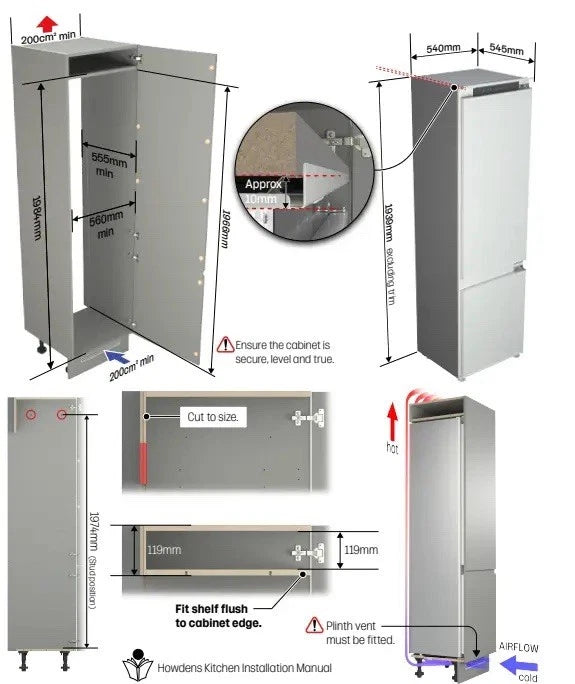 Lamona 70/30 Integrated Fridge Freezer LAM6380 - Extra Tall and Oversized -  HW181778