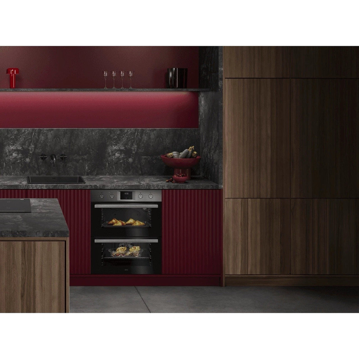 AEG 600 OU5NU20M (07) SurroundCook Clean Enamel Built-under Double Oven in Stainless Steel - A/A Rated - (Tatty Packaging) - HW182407