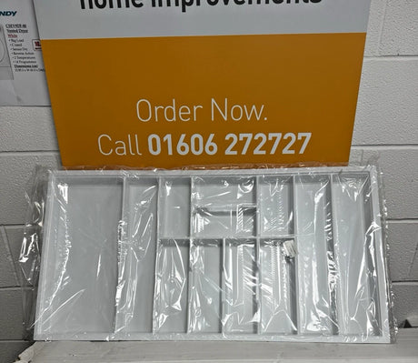 White Plastic Cutlery Drawer Insert (Thickness-2.5mm Width-900mm  Depth-470mm Height-55mm) - Single Tray - WCT1 - MANAGERS SPECIAL NOW £10.40