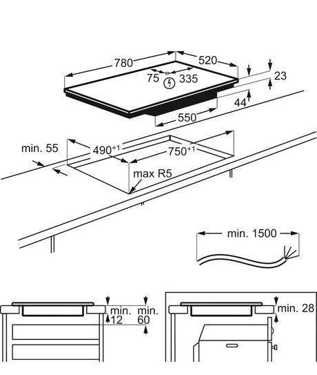 AEG IPE84531FB (01) 3000 78cm Induction Hob with MaxiSense® Pure Design - (Tatty Box) - HW182100-01