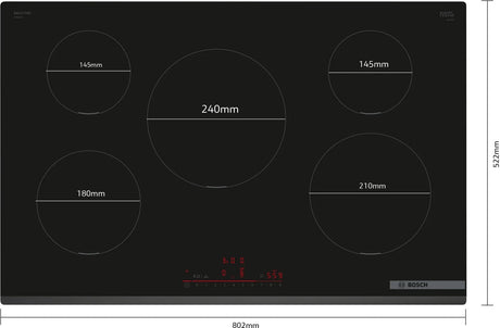 Bosch PIV831HB1E (78) Series 6 80cm 5-Zone Induction Hob in Black - (Tatty Box) - HW182078
