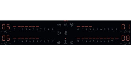 AEG Series 7000 NCH84C23AB 80cm Induction Hob with Venting Extraction and SenseFry® in Matt Black - A+ Rated. Stock photo showing individual power setting levels.