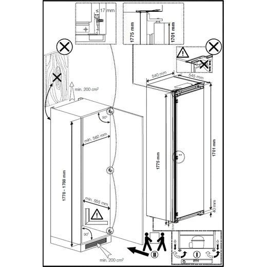 Beko BFFD4577 178cm Integrated Frost Free 220L Tall Upright Freezer with Sliding Hinge - E Rated - GRADED DENTED HW182449