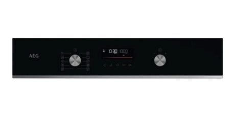 AEG 6000 Series GK6NK401B Combi Quick Compact Built-in Combination Microwave Oven in Black from HomeWise Appliances. Stock photo of close up of control panel.