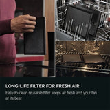 AEG Series 6000 TH84CB03FB 81cm Induction Hob with Venting Extraction in Black - A+ Rated - HW181702-03 from HomeWise Appliances. Stock Photo showing long life filter for frsh air, easy-to-clean reusable filter keeps air fresh and your fan at its best.