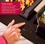 Neff T58FHW1L0 N70 80cm 5-Zone Induction Hob with Twist Touch® from HomeWise Appliances. Stock photo graphic showing Twist Touch. Intuitive touch control, choose your desired cooking zone or select your preferred power level, so cooking the easy way.