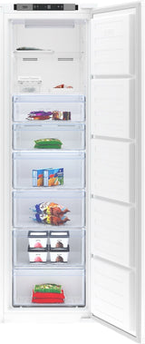 Beko BFFD4577 178cm Integrated Frost Free 220L Tall Upright Freezer with Sliding Hinge - E Rated - GRADED DENTED HW182449