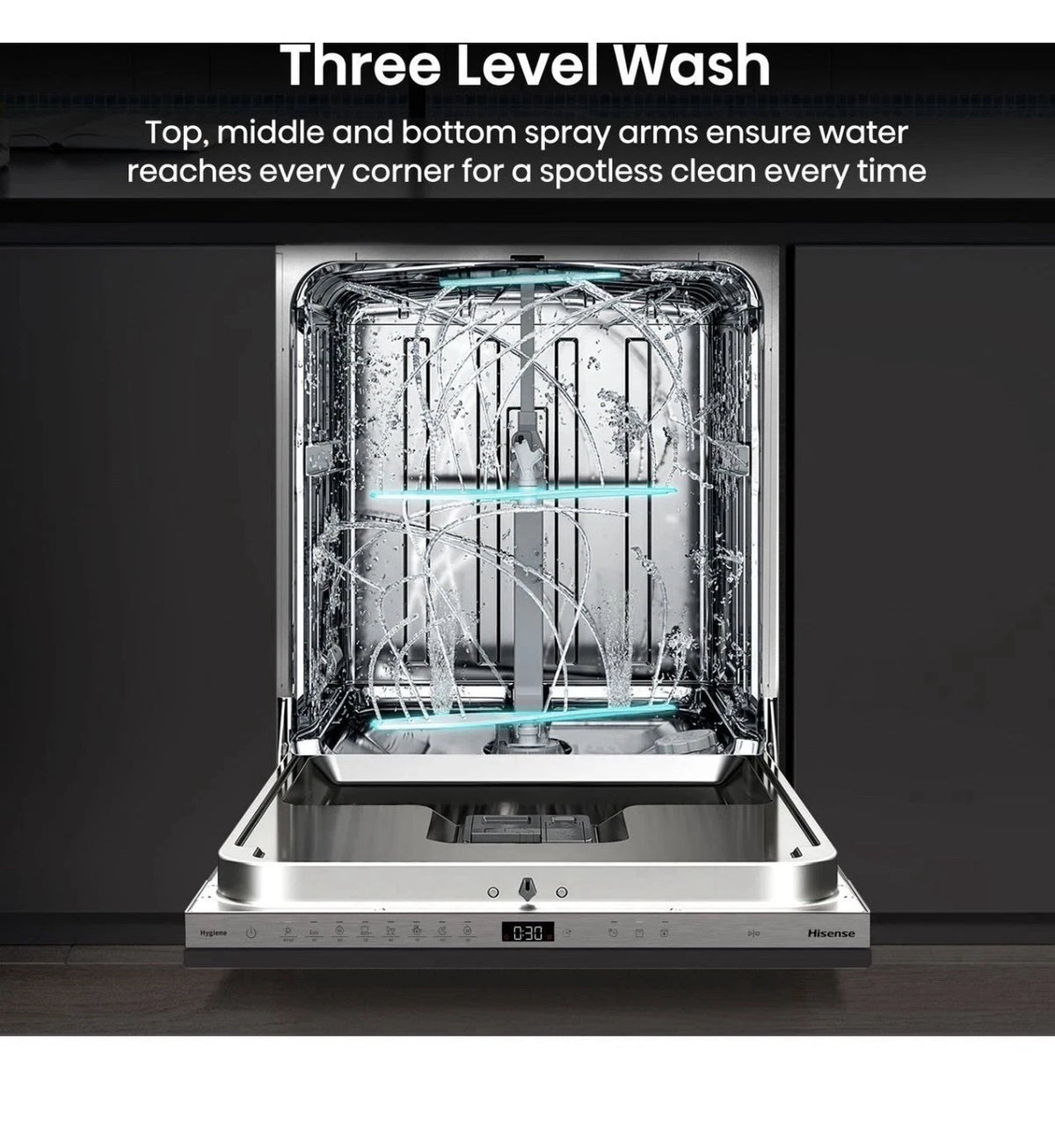 Hisense HV663A60UK (88) Full Size Integrated Dishwasher - 16 Place Settings - A Rated - (Ex Display) - HW182688