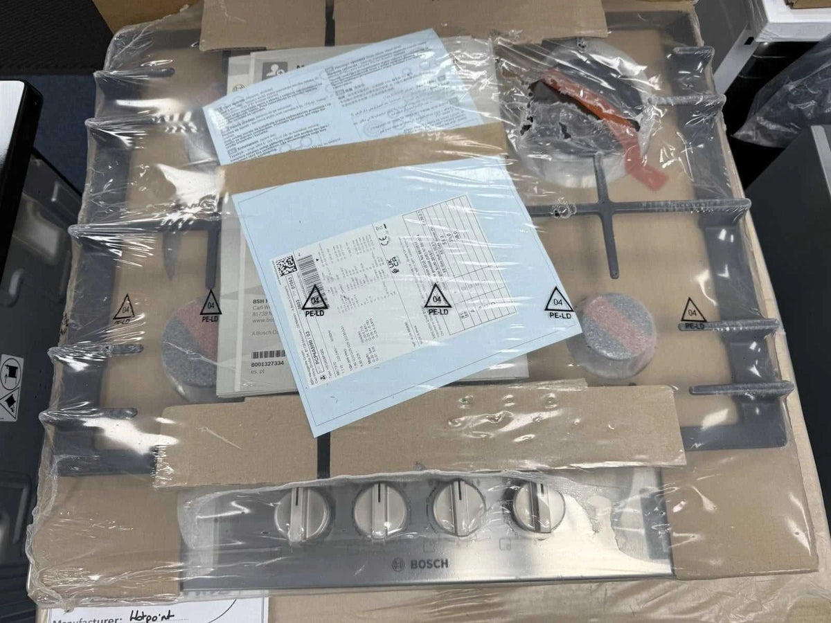 Bosch Series 6 PCP6A5I90 (30) 4 Burner Gas Hob in Stainless Steel - (New Packed) - HW182830