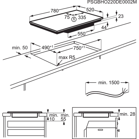 AEG 6000 Series TK85IM00FB (01) 80cm 5-Zone Induction Hob - (Tatty Box) - HW182539-01