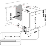 Hotpoint H3B L626 X UK Semi Integrated Full Size Dishwasher with Black and Stainless Control Panel - Fixed Door Hinge Kit - E Rated - HW181877