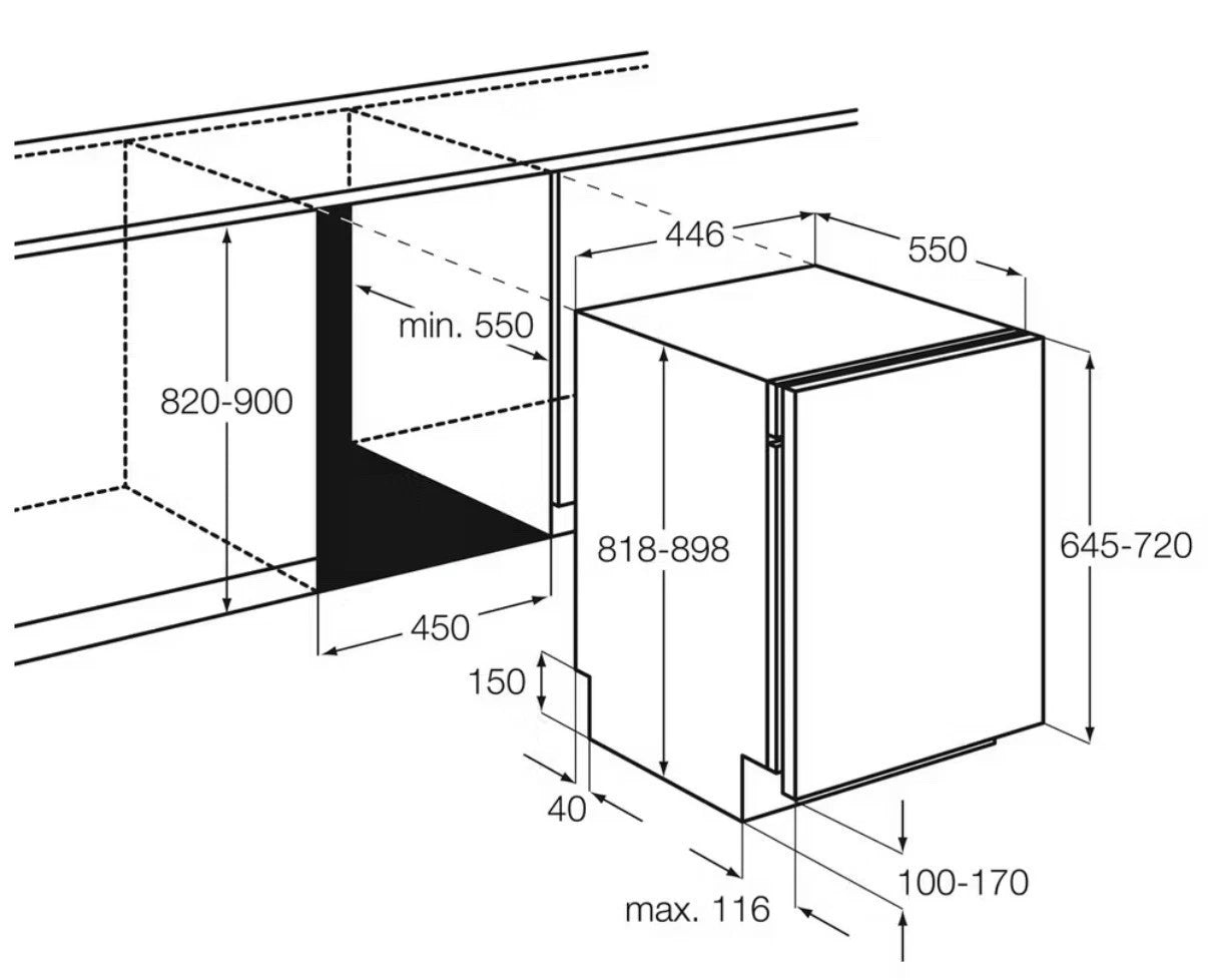 Zanussi ZDV12001FA (31) 9 Place Slimline Fully Integrated Dishwasher in Black - (Ex Display) - HW182131
