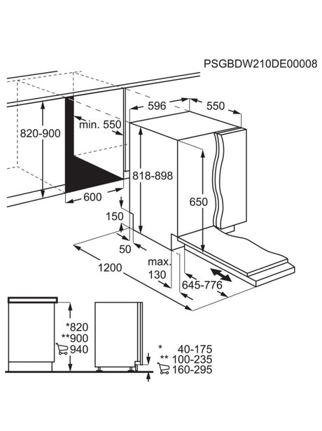 AEG FSB53647Z (54) Air Dry 5000 Fully Integrated Built In Dishwasher - Black Control Panel with Sliding Door Fixing Kit - (Blemished) - HW182054 - MANAGERS SPECIAL PRICE £287.20