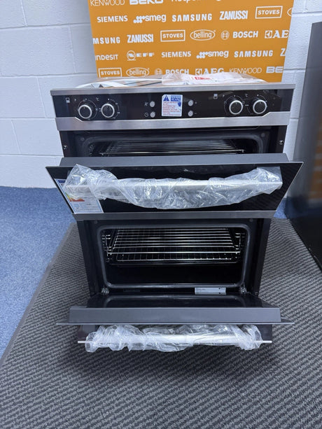 Flavel FLV72FX (52) 72cm Built Under Double Oven in Black and Stainless Steel - A/A Rated - (Ex Display) - HW182352