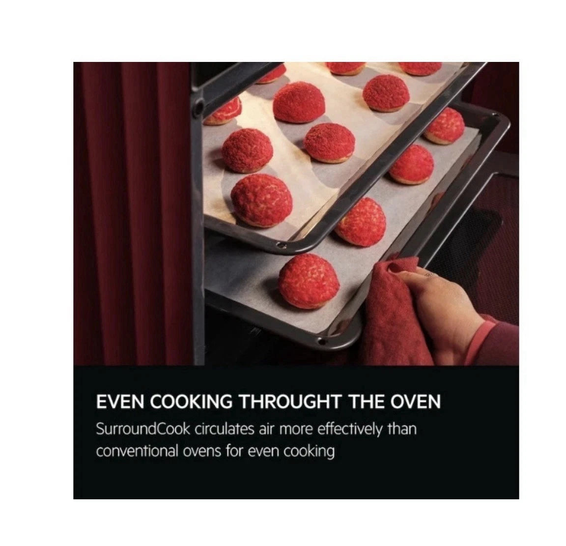 AEG 6000 Series GK6NK401B Combi Quick Compact Built-in Combination Microwave Oven in Black from HomeWise Appliances. Graphic for Even Cooking Throughout The Oven. SurroundCook circulates air more effectively than conventional ovens for even cooking.