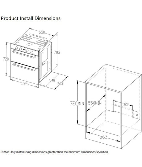 Belling BEL 444411631 BI703MFC Built-under Electric Double Oven in Stainless Steel - A/A Rated - (Ex Display) - HW182083