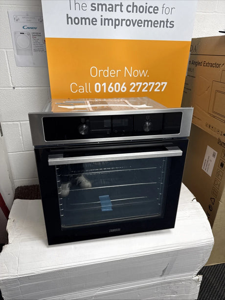 Zanussi ZOPNA7X1 (47) Built-in Electric Single Oven with Pyrolytic Self Cleaning and AirFry Function in Stainless Steel - (Blemished) - HW182047 - MANAGERS SPECIAL PRICE £239.20