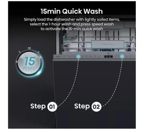Hisense HV673A60UK (42) Full-Size Fully Integrated Dishwasher with Top Cutlery Tray - A Rated - (Ex Display) - HW182142
