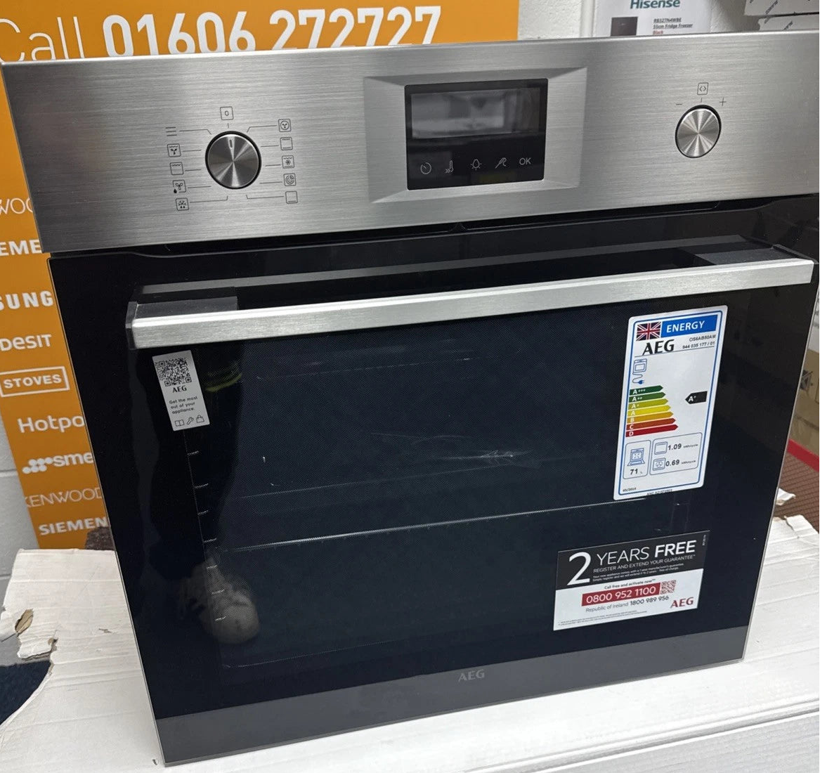 AEG Series 6000 OS6AB50AM (79) Sense Cook Aqua Clean Built-in Single Oven in Stainless Steel - A+ Rated - (Ex Display) - HW182279