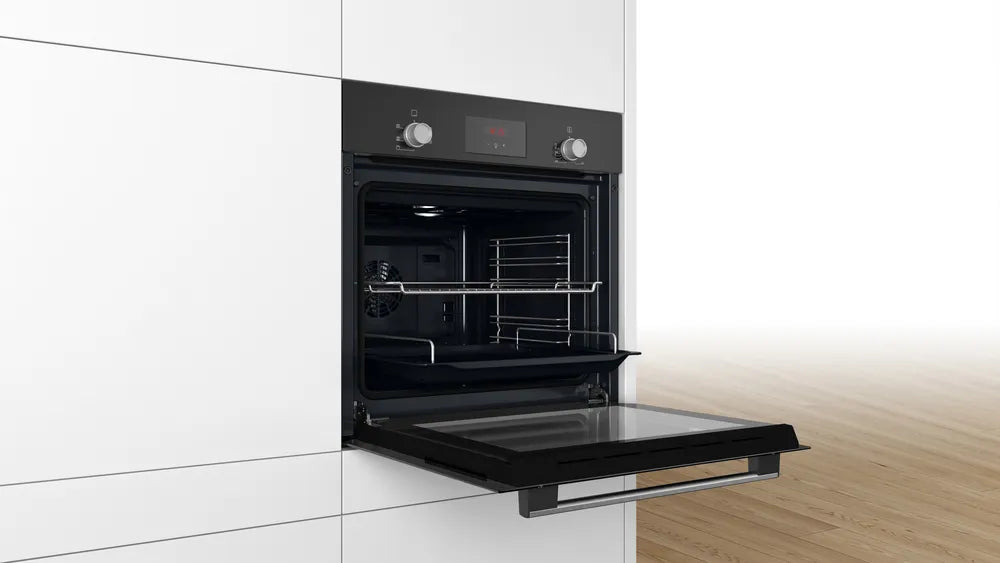 Bosch Series 2 HHF113BA0B (86) Built-In Electric Single Oven in Black with 13 Amp Plug - A Rated - HW182386