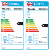 Hisense HDE3211BBUK (26) 60cm Electric Ceramic Cooker with Double Oven in Black - A+/A Rated - (Ex Display) - HW182126