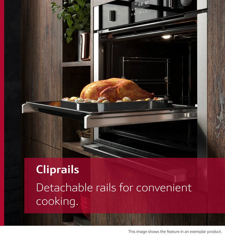 Neff N50 U1ACE2HN0B (10) Built-In Electric Double Oven in Stainless Steel - A Rated from HomeWise Appliances Graphic describing how Cliprails function