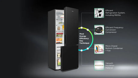 Hisense RB327N4WBE 55cm Wide 182.5cm Tall Fridge Freezer in Black