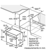 Bosch Series 4 HQA534BS3B Built In Electric Single Oven with added Steam Function in Stainless Steel - A+ Rated - HW181859
