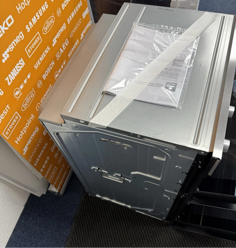 Bosch Series 2 MHA133BR0B (79) Built In Electric Double Oven in Stainless Steel from HomeWise Appliances. Showroom photo showing the top and left side of the outer casing.